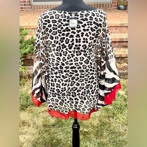 NWT Tarnish Nordstrom Leopard Tiger Mixed Print Poncho Shawl Mob Wife Aesthetic
